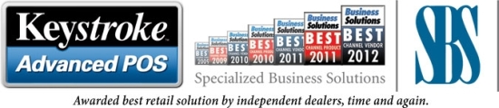 Image of Keystroke POS Best Channel Product and 
                SBS Best Channel Vendor Awards